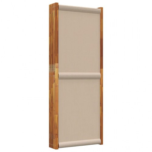 6-panels rumdeler 420 × 180 cm - gråbrun foldeskærm i akacietræ