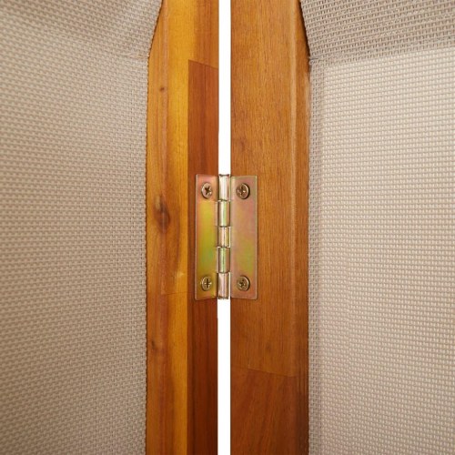 6-panels rumdeler 420 × 180 cm - gråbrun foldeskærm i akacietræ