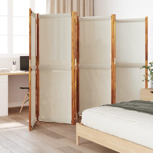 6-panels rumdeler 420 × 180 cm - lysegrå foldevæg i akacietræ