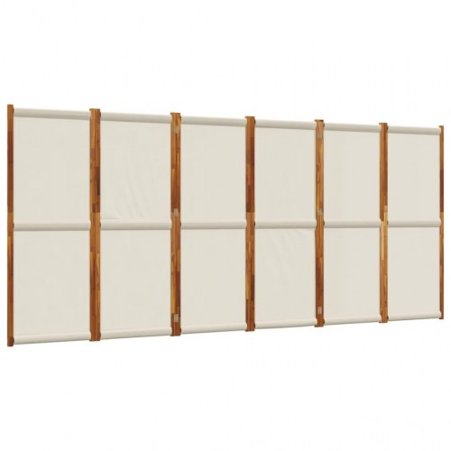 6-panels rumdeler 420 × 180 cm - lysegrå foldevæg i akacietræ