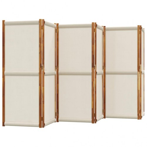 6-panels rumdeler 420 × 180 cm - lysegrå foldevæg i akacietræ