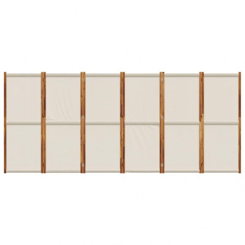 6-panels rumdeler 420 × 180 cm - lysegrå foldevæg i akacietræ