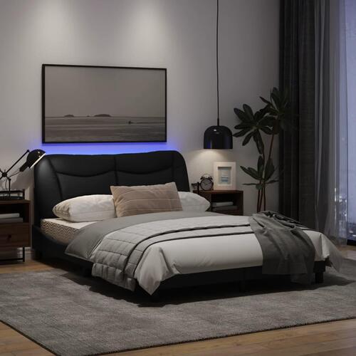 Sengeramme med LED uden madras 140x200 cm stof sort