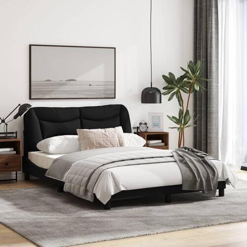 Sengeramme med LED uden madras 140x200 cm stof sort