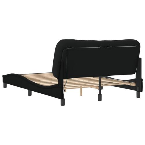 Sengeramme med LED uden madras 140x200 cm stof sort