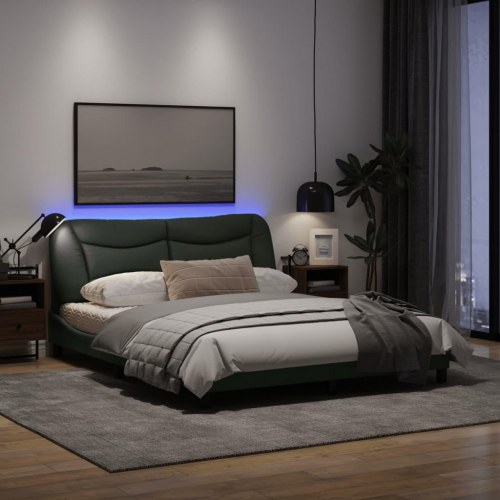 Sengeramme med LED Hvar 160 x 200 cm - mørkegrå