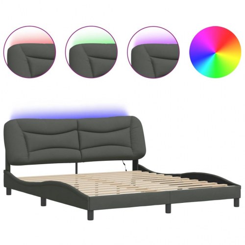 Sengeramme med LED uden madras Hvar 180 x 200 cm - mørkegrå