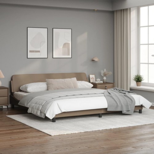 Sengeramme Dover 200 x 200 cm i kunstlæder - cappuccino