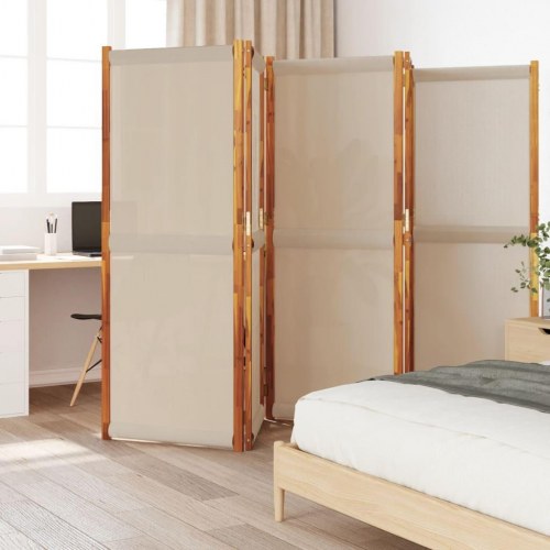 5-panels rumdeler i massivt akacietræ 350 × 180 cm - gråbrun