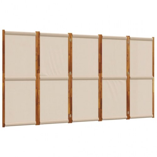 5-panels rumdeler i massivt akacietræ 350 × 180 cm - gråbrun