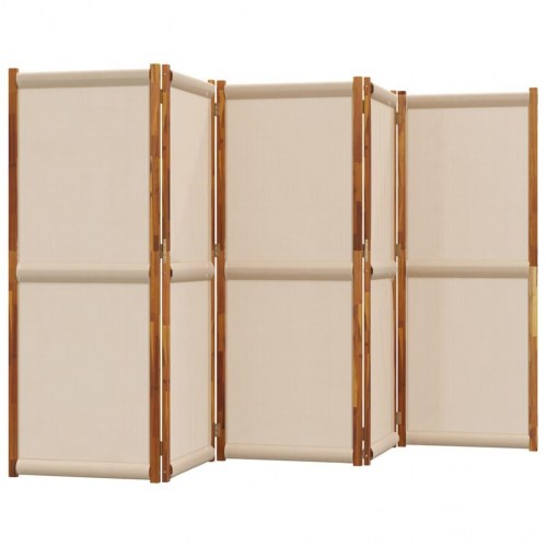 5-panels rumdeler i massivt akacietræ 350 × 180 cm - gråbrun