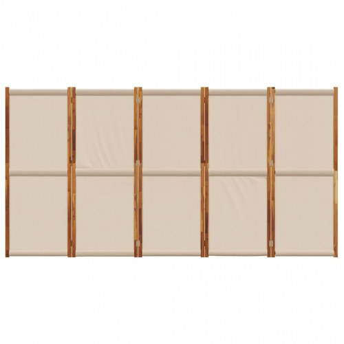5-panels rumdeler i massivt akacietræ 350 × 180 cm - gråbrun