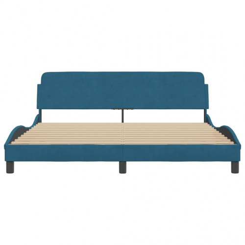 Sengeramme med sengegavl Dover 180 x 200 cm - blå velour
