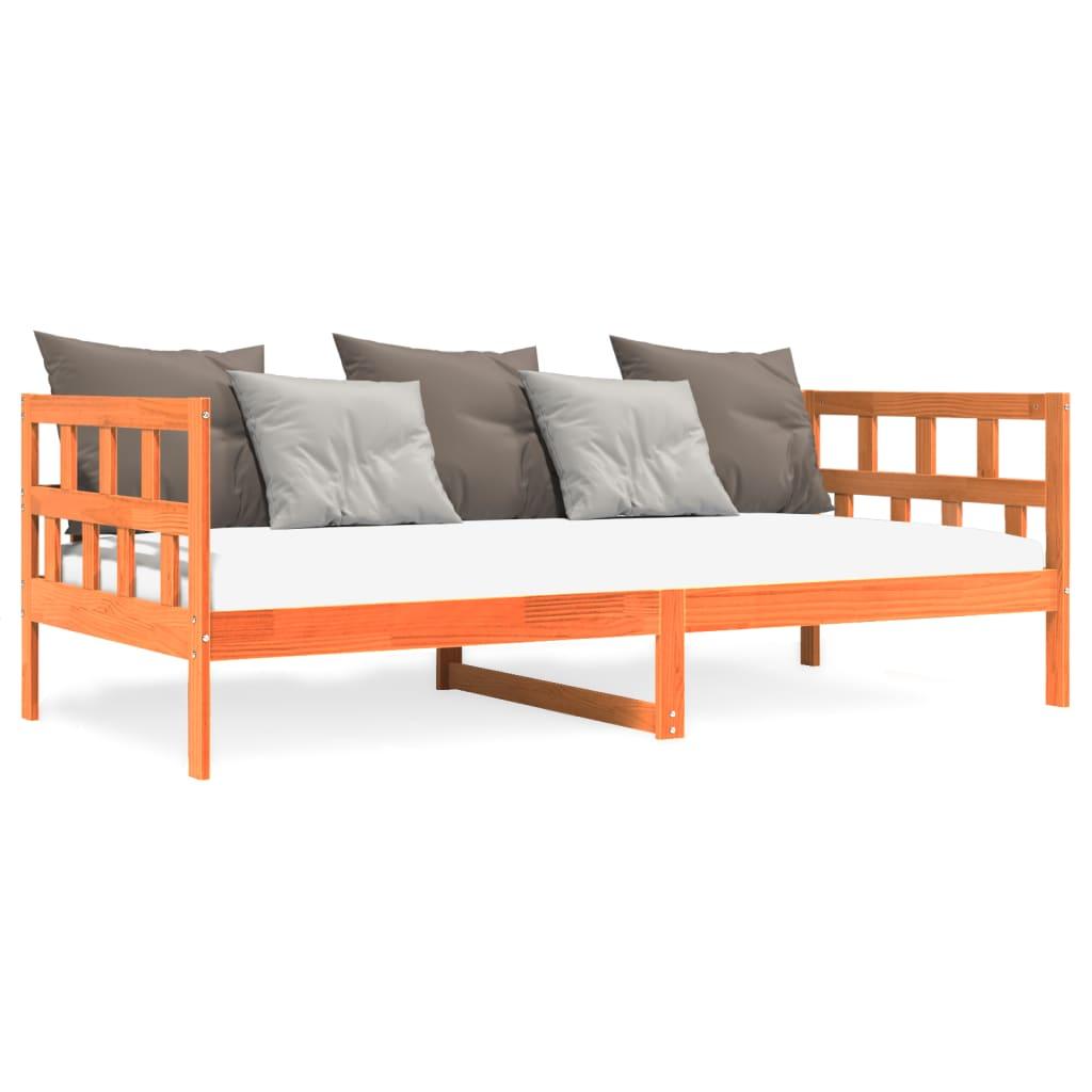 Daybed uden madras 90x200 cm massivt fyrretræ gyldenbrun billede