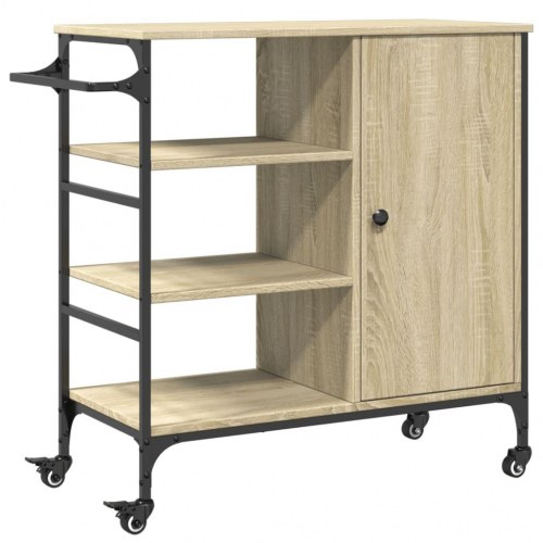 Køkkenvogn 87,5x38,5x84,5 cm konstrueret træ sonoma-eg