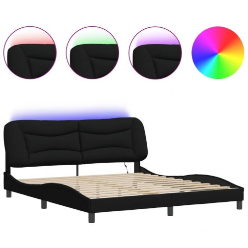 Sengeramme med LED Hvar 180 x 200 cm uden madras - sort