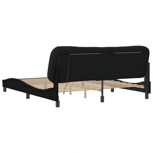 Sengeramme med LED Hvar 180 x 200 cm uden madras - sort