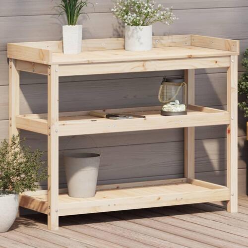 Plantebord med hylder 108x45x86,5 cm massivt fyrretræ