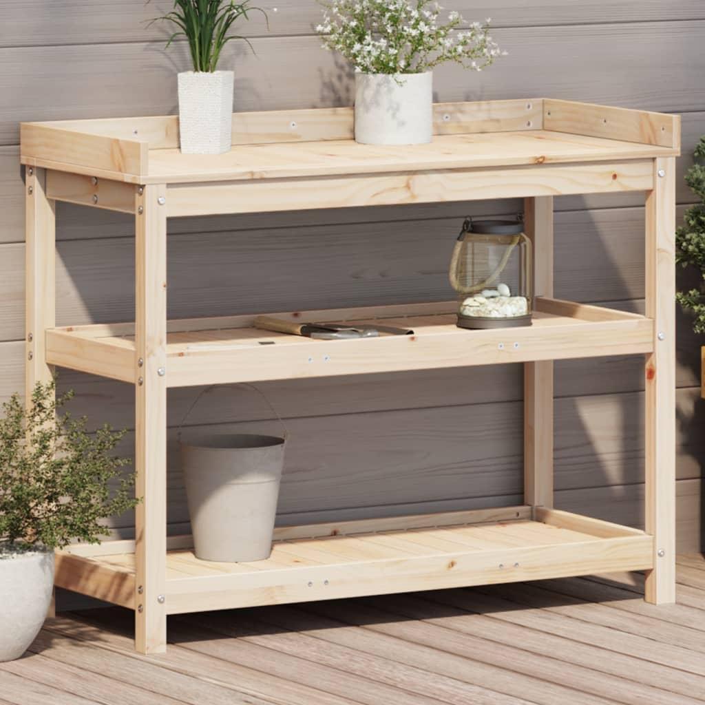 Plantebord med hylder 108x45x86,5 cm massivt fyrretræ