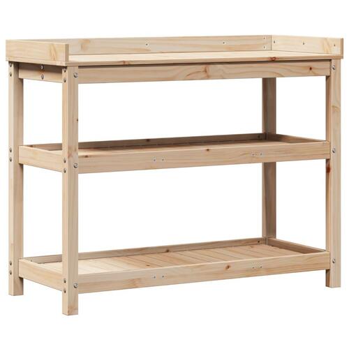 Plantebord med hylder 108x45x86,5 cm massivt fyrretræ