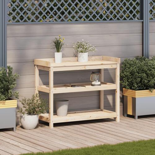 Plantebord med hylder 108x45x86,5 cm massivt fyrretræ