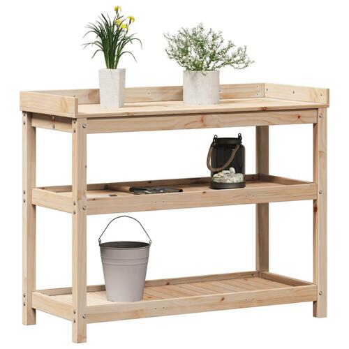 Plantebord med hylder 108x45x86,5 cm massivt fyrretræ