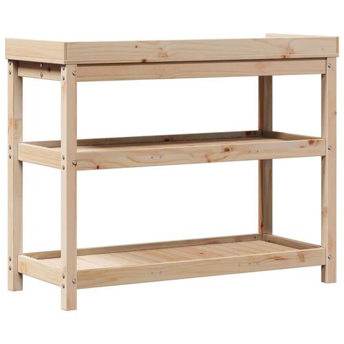 Plantebord med hylder 108x45x86,5 cm massivt fyrretræ