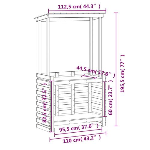 Udendørs barbord med tag 112,5x57x195,5 cm massivt træ brun