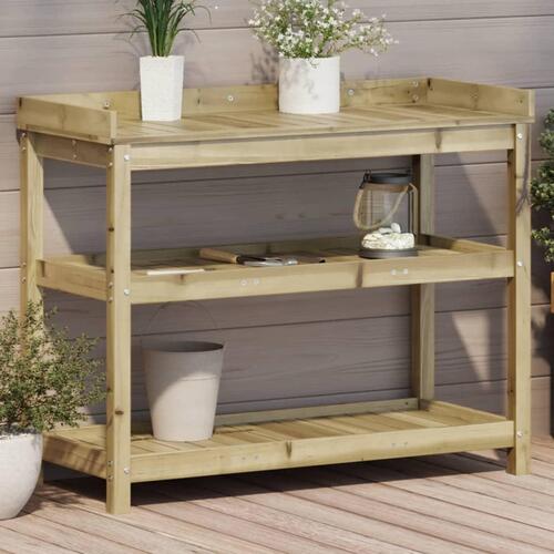 Plantebord med hylder 108x45x86,5 cm imprægneret fyrretræ