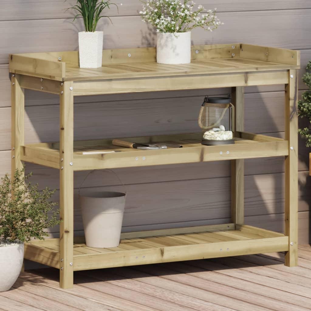Plantebord med hylder 108x45x86,5 cm imprægneret fyrretræ