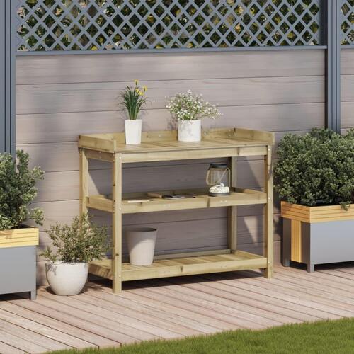 Plantebord med hylder 108x45x86,5 cm imprægneret fyrretræ