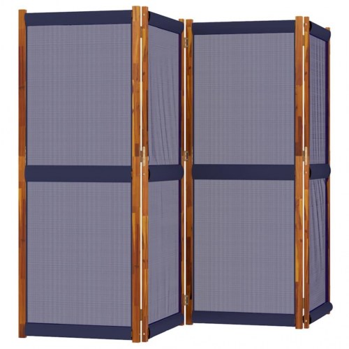 4-panels rumdeler 280 × 180 cm - mørkeblå akacietræ/textilene