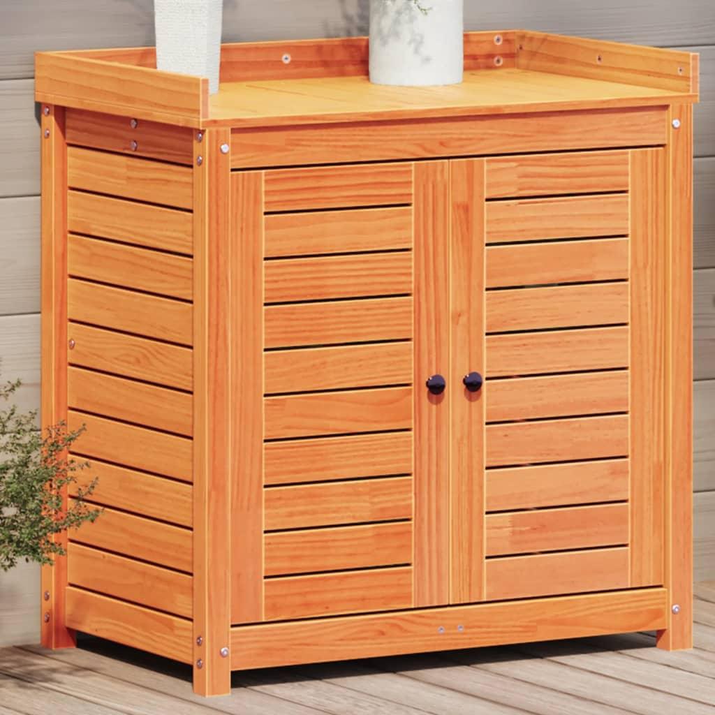 Plantebord med hylder 82,5x50x86,5 cm massivt fyrretræ brun