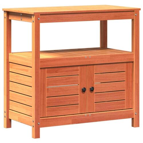 Plantebord med hylder 82,5x45x81 cm massivt fyrretræ brun