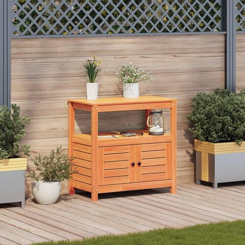 Plantebord med hylder 82,5x45x81 cm massivt fyrretræ brun