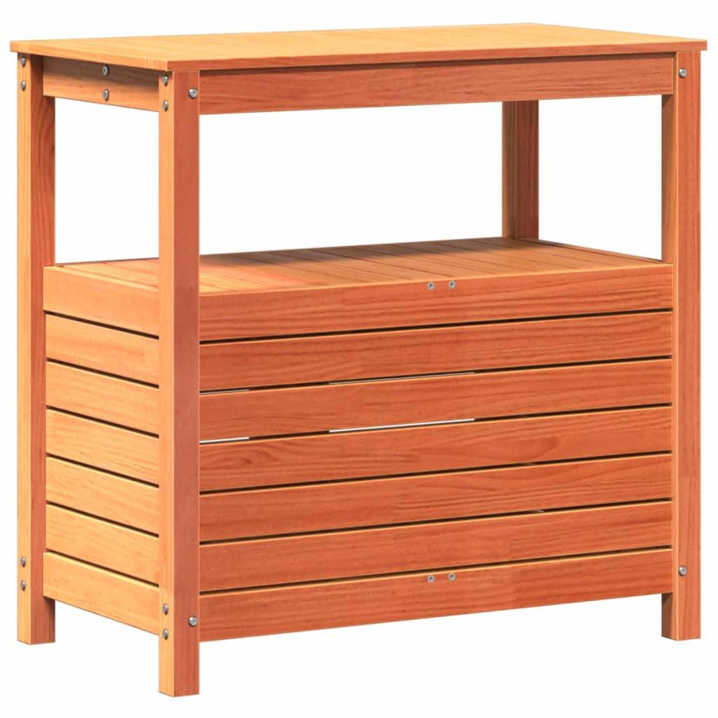 Plantebord med hylder 82,5x45x81 cm massivt fyrretræ brun