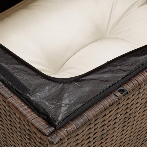 2-personers havesofa i brun polyrattan med hynder og opbevaring