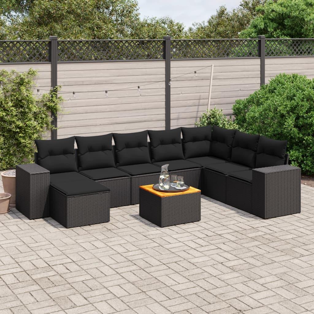 Sofasæt Til Haven 9 Dele Med Hynder Polyrattan - Sort