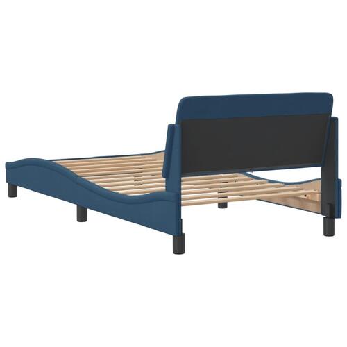 Sengeramme med hovedgærde uden madras Blå 100x200 cm Stof