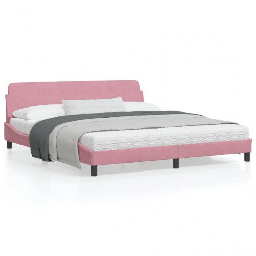 Sengeramme med sengegavl Dover - pink 180 x 200 cm i fløjl