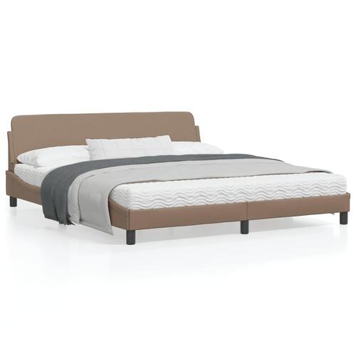 Sengeramme med sengegavl 180x200 cm kunstlæder cappuccinofarvet
