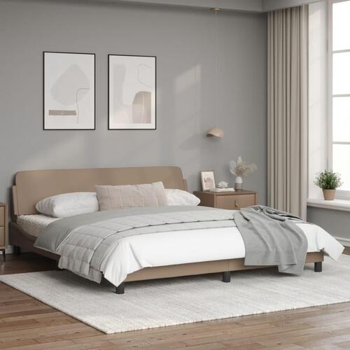 Sengeramme med sengegavl 180x200 cm kunstlæder cappuccinofarvet