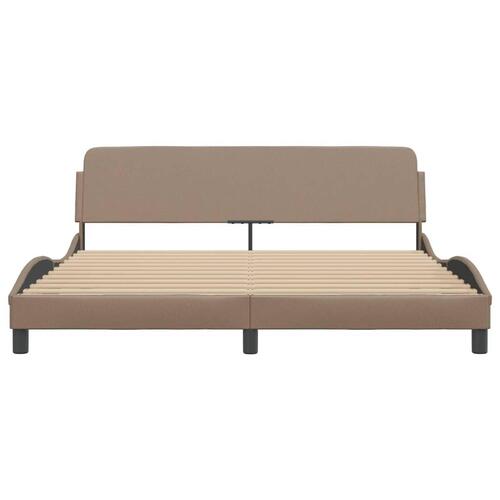 Sengeramme med sengegavl 180x200 cm kunstlæder cappuccinofarvet