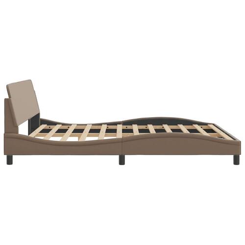 Sengeramme med sengegavl 180x200 cm kunstlæder cappuccinofarvet