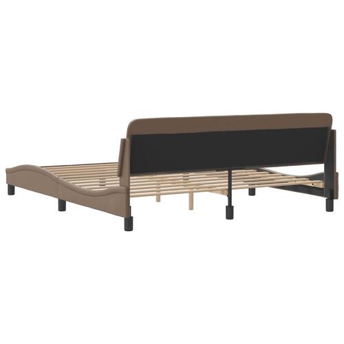 Sengeramme med sengegavl 180x200 cm kunstlæder cappuccinofarvet