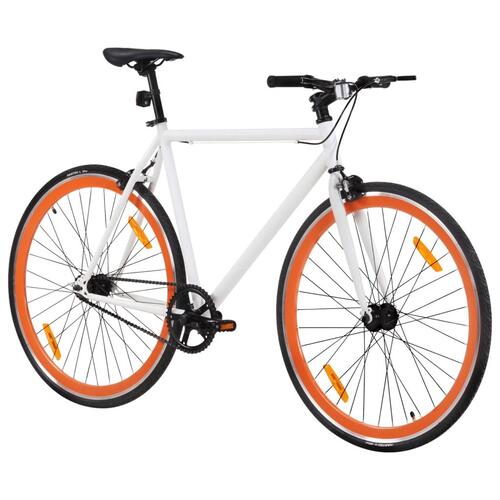Cykel 1 gear 700c 55 cm hvid og orange