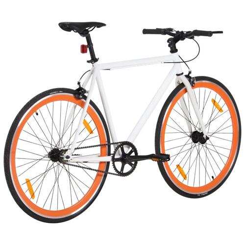 Cykel 1 gear 700c 55 cm hvid og orange