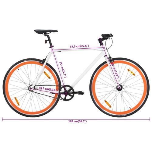 Cykel 1 gear 700c 55 cm hvid og orange