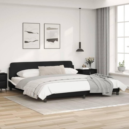 Sengeramme Dover 200 x 200 cm i kunstlæder - sort og hvid