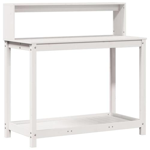 Plantebord med hylder 108x50x109,5 cm massivt fyrretræ hvid